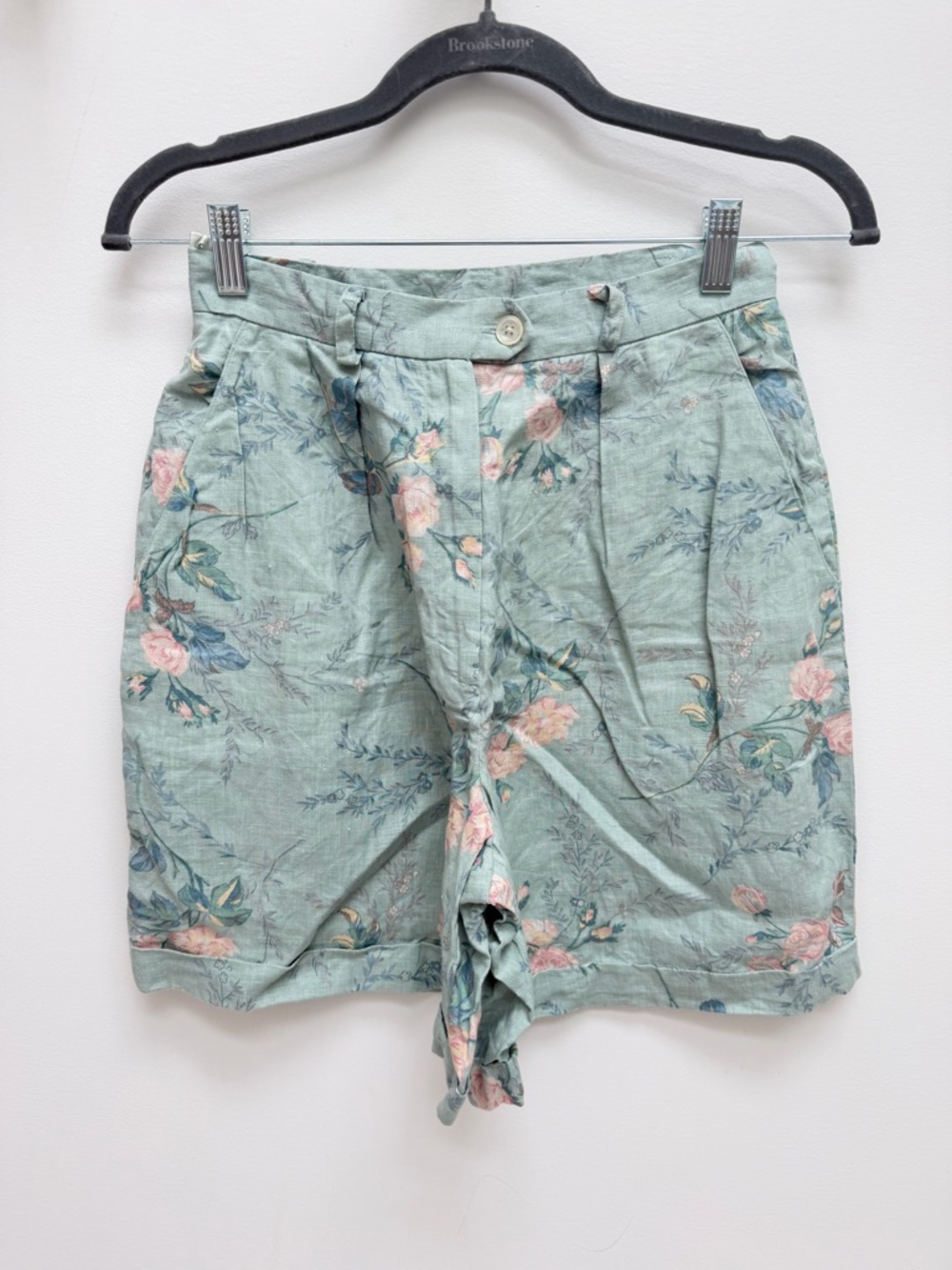 Lauren Ralph Lauren Mint Green Floral Linen-Blend Bermuda Shorts